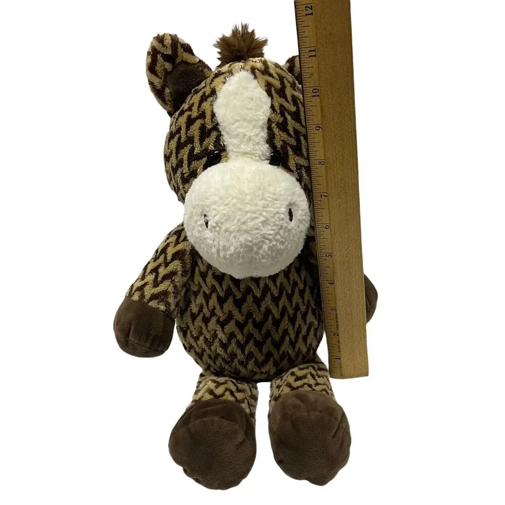 Kellytoy Horse Plush Stuffed Animal Chevron Zig Zag Pattern Brown Tan 15